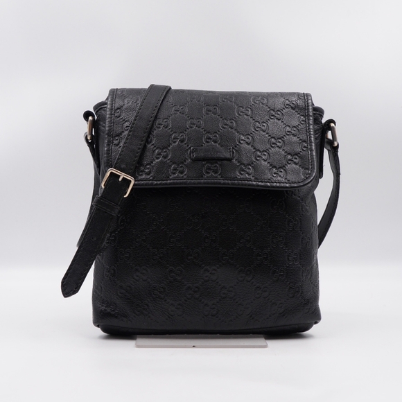 BT36 ❣️Gucci Guccissima Small Flap Messenger Bag Black - Picture 1 of 11